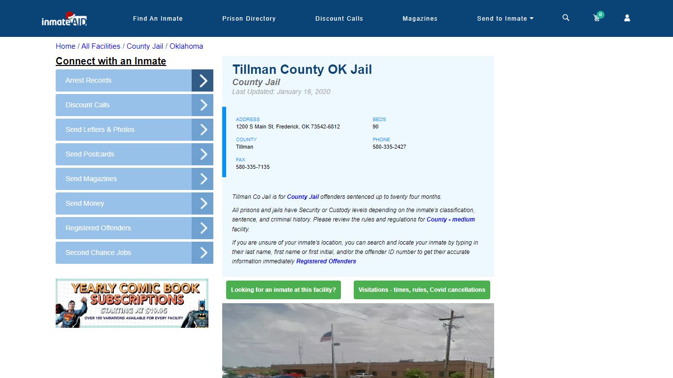 Tillman County OK Jail - Inmate Locator - Frederick, OK